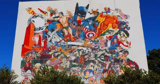 Mur peint "Les Héros de la BD"