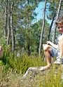 Pause dans la forêt de pins maritimes de la Lande de Montendre et ses bruyères